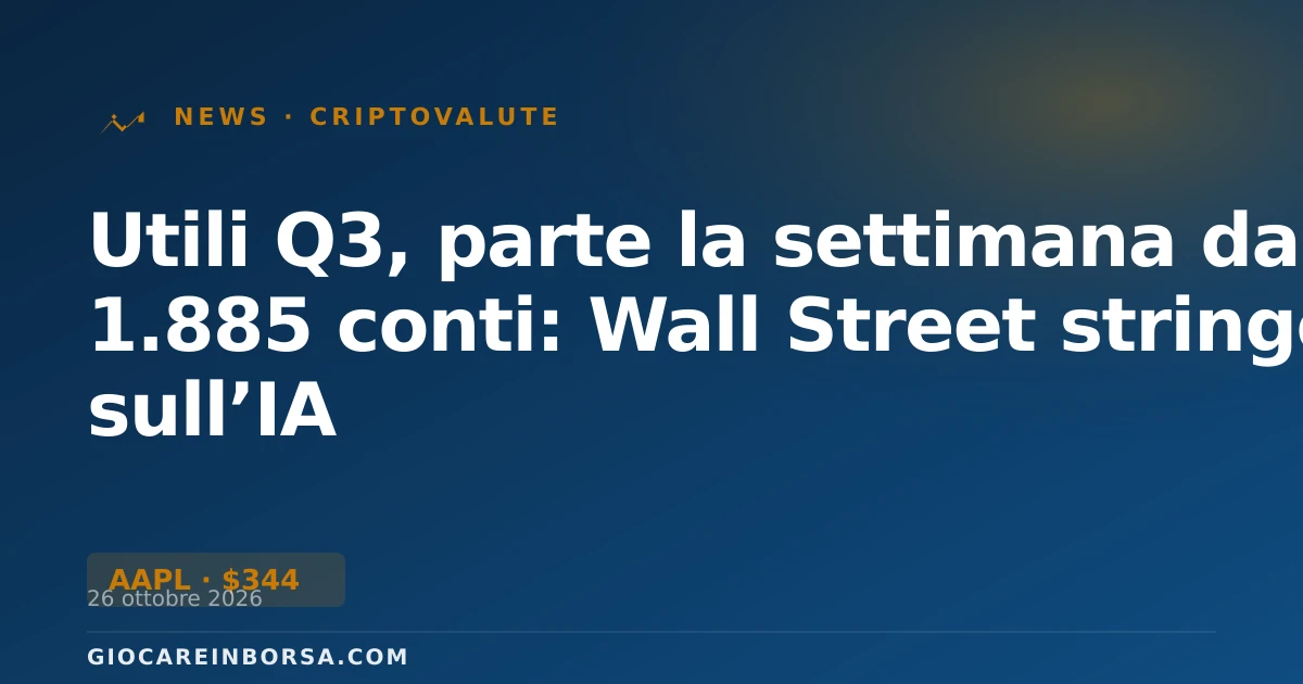 Utili Q3, parte la settimana da 1.885 conti: Wall Street stringe sull’IA